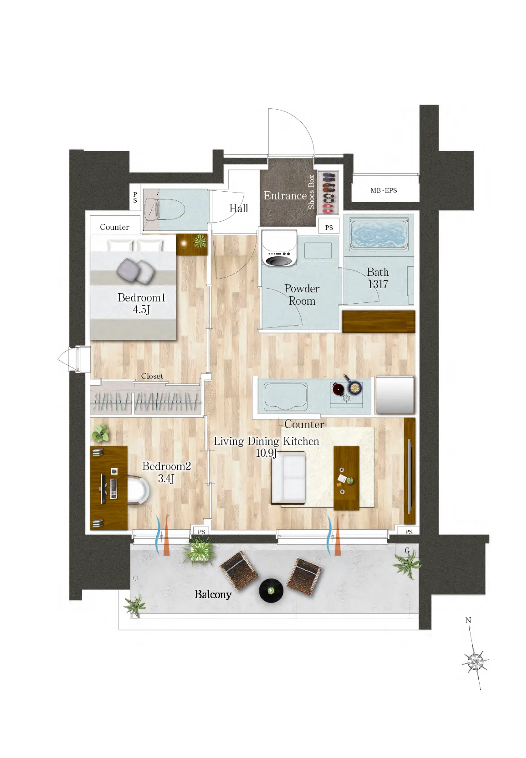 家具付き間取り