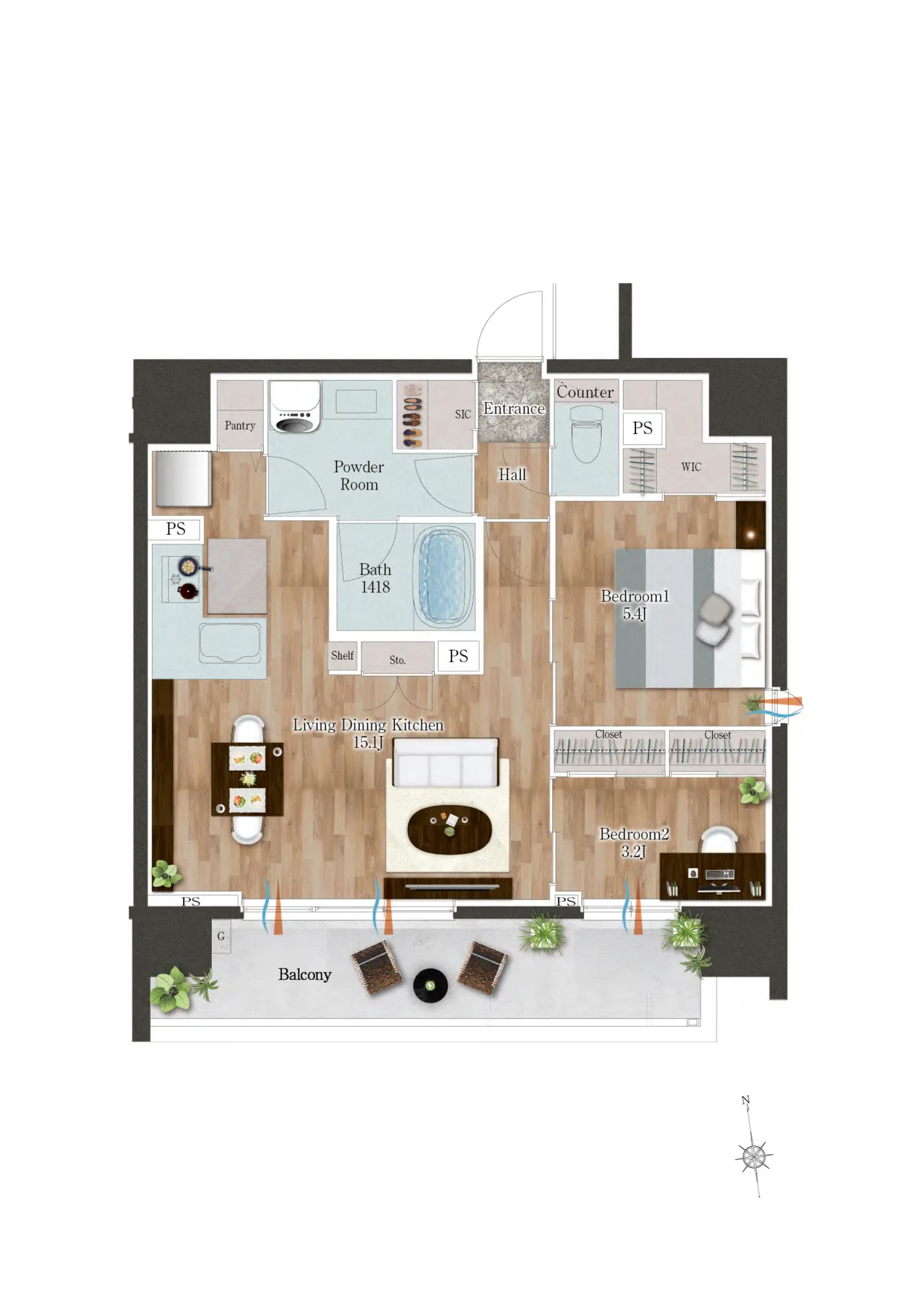 家具付き間取り