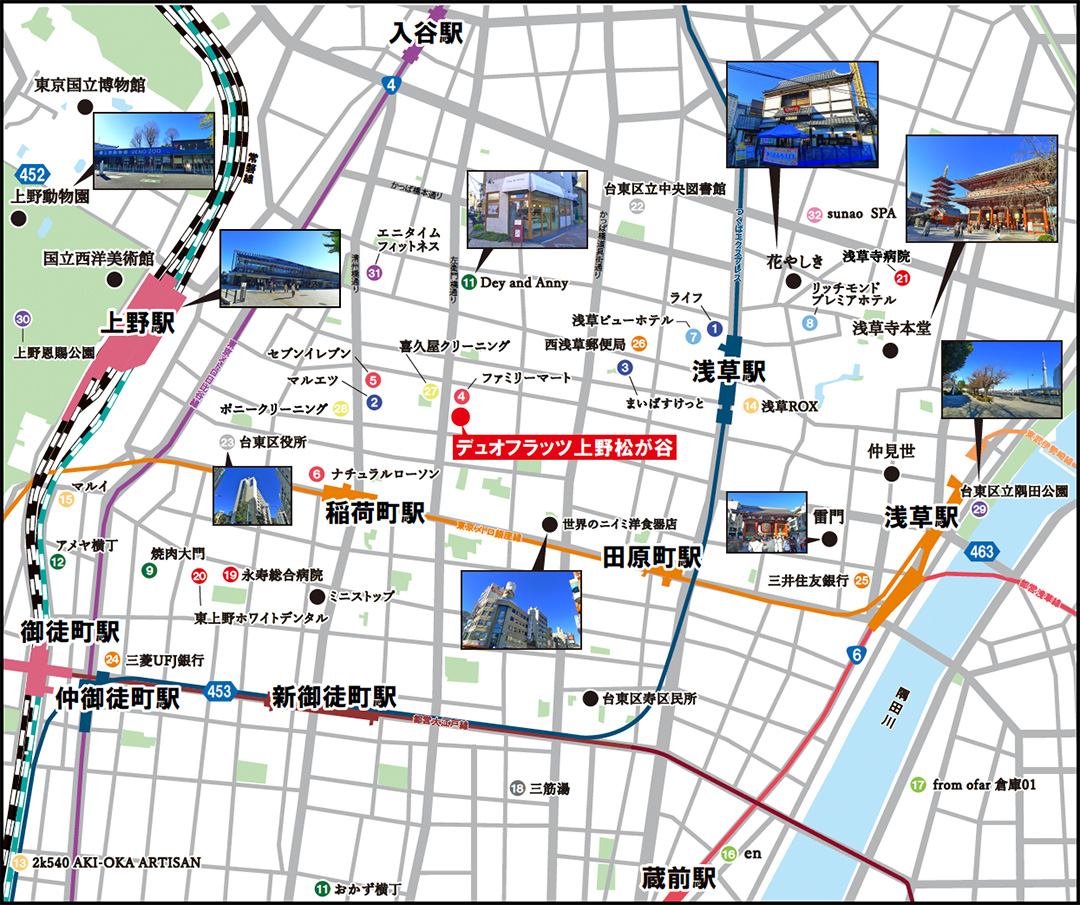 賃貸マンション「デュオフラッツ上野松が谷」　マップ